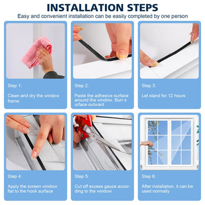 Anti-Fly Mosquito Net Window Screen Mesh - Adhesive Insect Flying Bug Net Curtains for Kitchen Windows - Home Protector