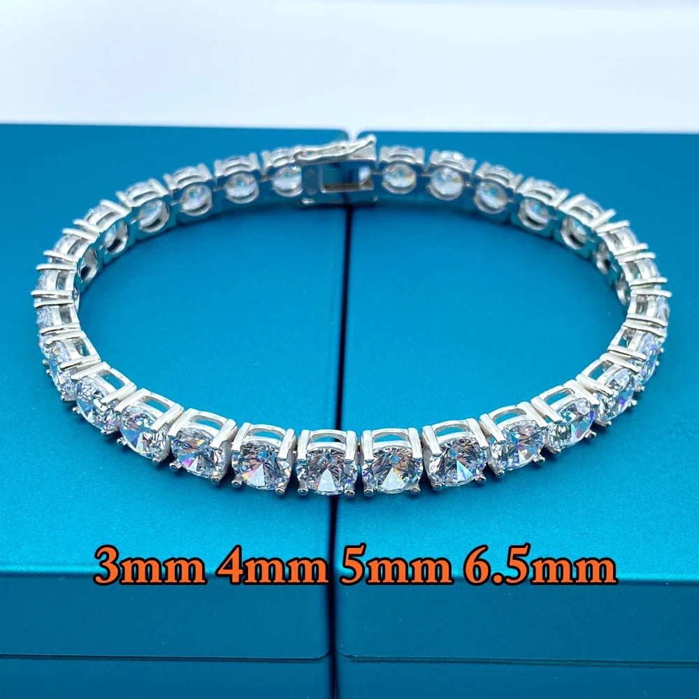 SEMNI Moissanite Diamond Tennis Bracelet – 3mm-6.5mm, GRA Certified, 925 Sterling Silver Luxury Jewelry for Men & Women