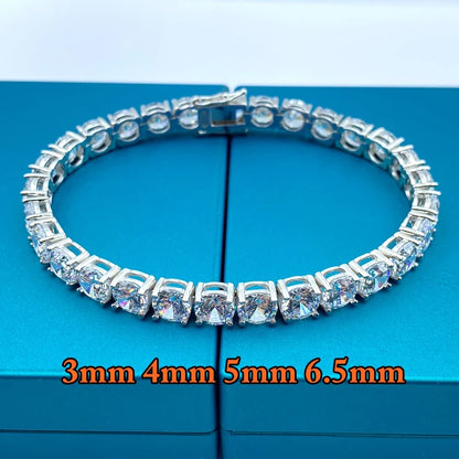 SEMNI Moissanite Diamond Tennis Bracelet – 3mm-6.5mm, GRA Certified, 925 Sterling Silver Luxury Jewelry for Men & Women