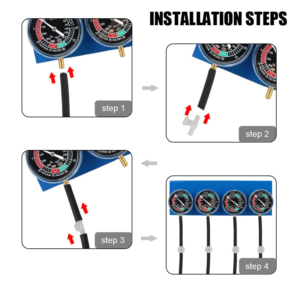 2/4 Cylinder Motorcycle Carburetor Synchronizer Kit — Ignition Tester & Balancer Gauge Set for Motorbike Diagnostics