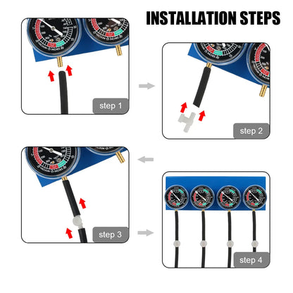 2/4 Cylinder Motorcycle Carburetor Synchronizer Kit — Ignition Tester & Balancer Gauge Set for Motorbike Diagnostics