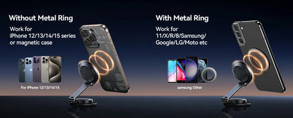 Joyroom Magnetic Car Mount N55 - 15W Wireless Charging, 360° Rotation, Foldable Phone Holder & Fast Car Charger JR-ZS408