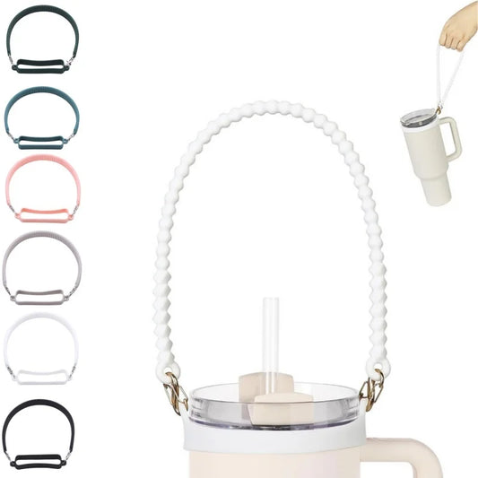 Water Bottle Handle Sling Carrier – Soft Durable Silicone Strap for 8-40oz Bottles & Cup Accessories