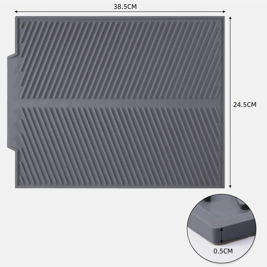 Silicone Dish Drying Mat for Kitchen Counter | Large Non-Slip, Heat Resistant, Easy Clean Foldable Pad