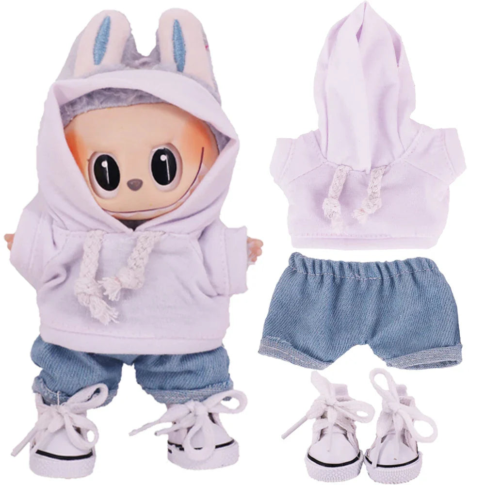 Labubu 17cm Doll Clothes Set — Plush Doll Accessories for Girls’ Birthday & Christmas Gifts