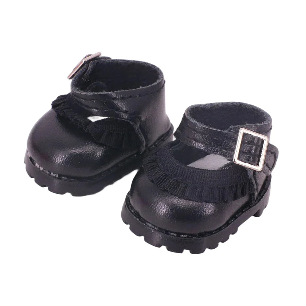 3.8cm Doll Shoes for 17cm Labubu Doll — Solid Color Lace-Up Canvas PU Shoes, Doll Clothing Accessories & Girl’s Toy Gift
