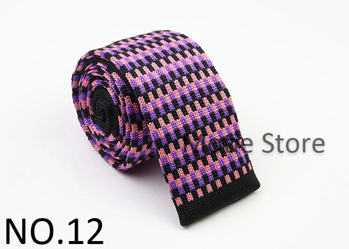 Classic Knit Neck Tie for Men — 6cm Plaid & Dots Casual Business Wedding Tie