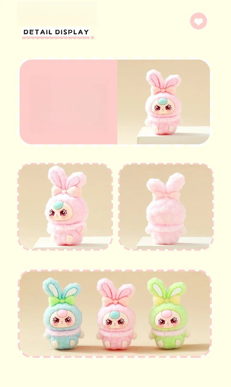9pcs Babythree Dimoo Anime Flocked Action Figures Decorative Pendant Kawaii Desktop Dolls Toy Gifts