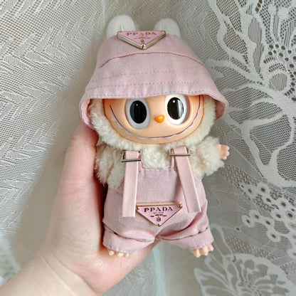17cm Labubu Mini Doll Clothes Set – Outfit, Hat, Bag & Shoes, Accessories for Sitting & Party Game Toys