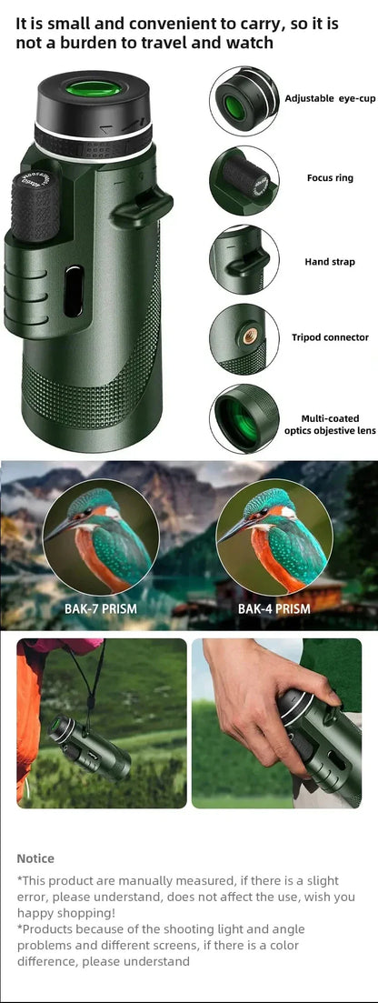 80x100 Portable HD Zoom Telescope | Folding Long-Distance Mini Telescope for Hunting, Camping & Travel