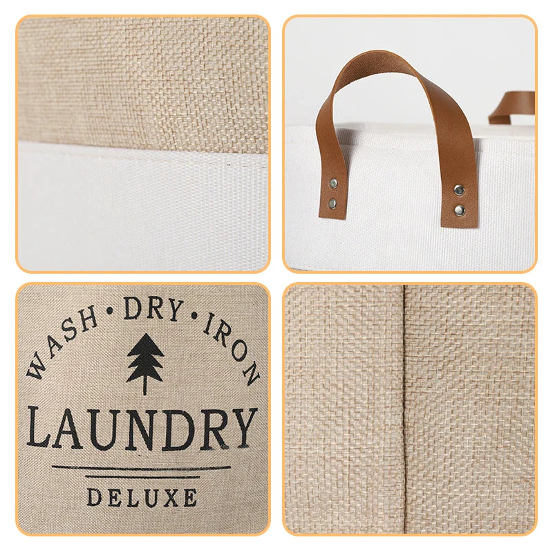 Large Capacity Fabric Laundry Basket — Foldable Dirty Clothes Storage Bin, Portable Household Storage Box