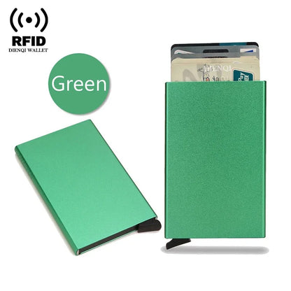 RFID Credit Card Holder Metal Slim Wallet for Men & Women, Pop-Up Minimalist Small Black Purse, Mini Wallet
