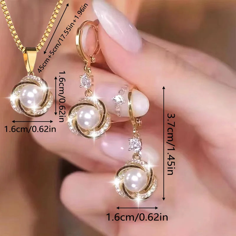3pcs Zircon Jewelry Set for Women – Elegant Necklace & Earrings, Trendy Party Accessories, Birthday Gift