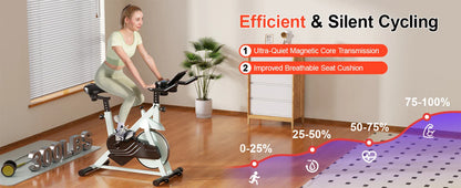 Superun Stationary Exercise Bike – 32-Level Magnetic Resistance, Low Noise Home Workout Cycling Bike