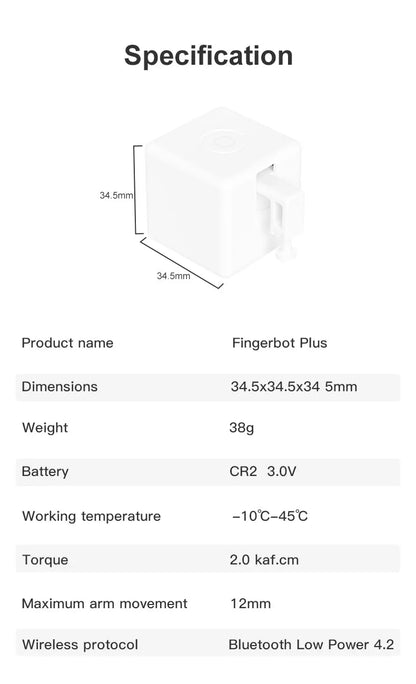Tuya Zigbee Bluetooth Fingerbot Plus — Smart Button Pusher Switch Bot, Works with Alexa, Google Home & Smart Life App