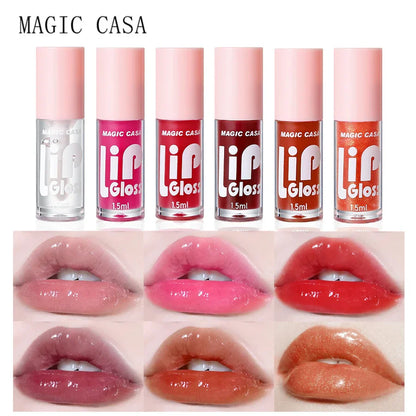 MAGIC CASA 6pcs Hydrating Jelly Lip Oil Set – Long-Lasting Moisturizing & Shimmering Liquid Lip Hydration