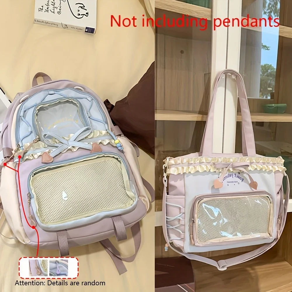 Women’s 2-Piece Backpack Set – Cute Lace Lightweight School Bag, Fashion Back-to-School Bookbag for Girls