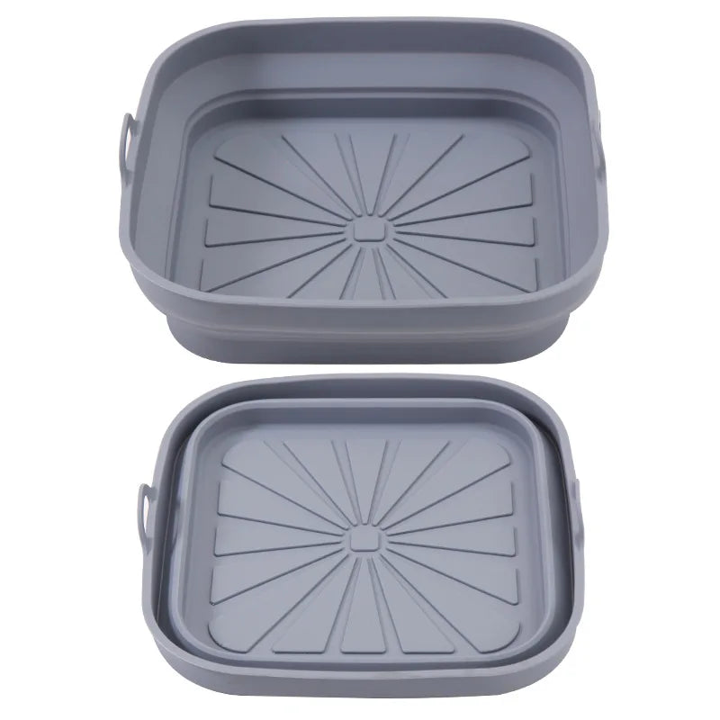 Silicone Baking Tray 20/23cm - Foldable Heat-Resistant Air Fryer Pan Food Grade Cake Mold for Baking & Cooking