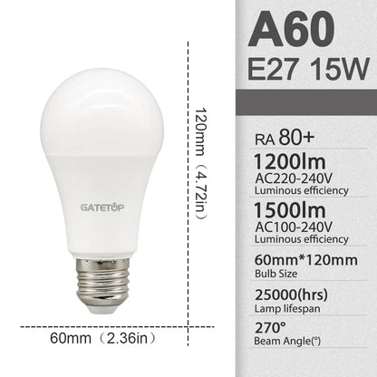 E27 LED Light Bulbs - 3W to 24W A60 G45 Energy Saving AC 110V 220V Home Lamps