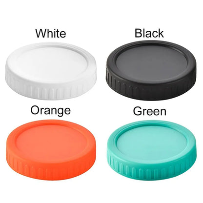 6pcs Reusable Plastic Mason Jar Lids - Leak-Proof Wide Mouth Bottle Covers with Spout for Kitchen Use
