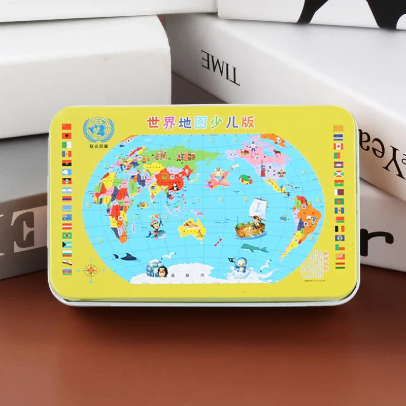 60PCS Cartoon Jigsaw Puzzle with Metal Box – Kids Educational Animal & Vehicle Puzzle Game