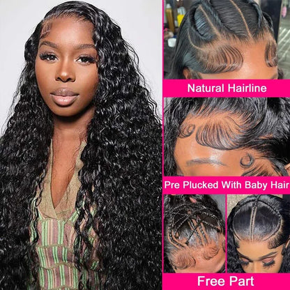 250% Density Deep Curly 13x6 HD Lace Frontal Wig – Glueless Deep Wave Human Hair Lace Front Wig, Ready to Wear