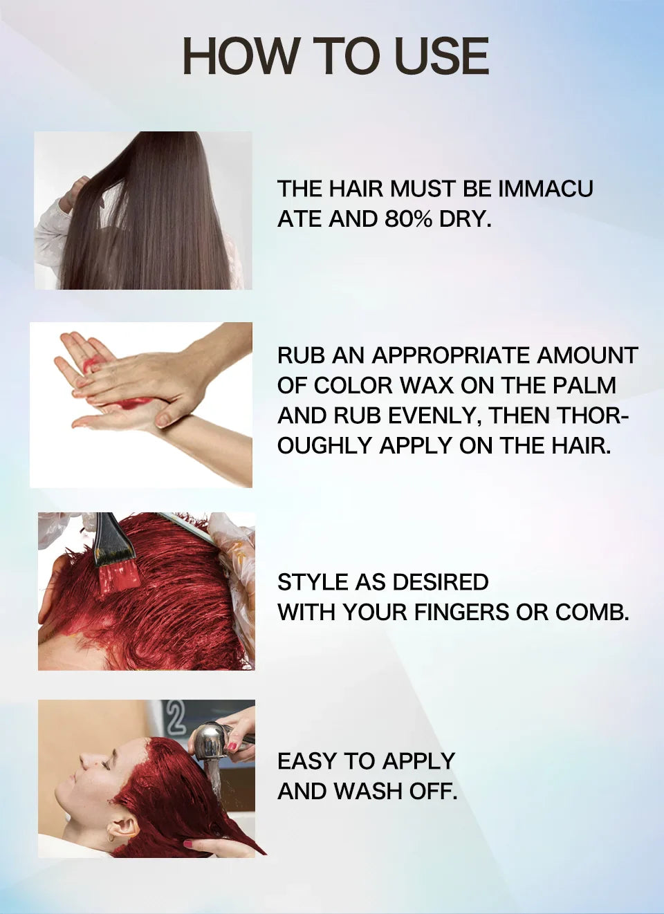 Temporary Hair Color Wax Kit – Washable Instant Hair Dye Cream for Men, Women & Kids, Party Cosplay, Blue, Purple, Red, Green