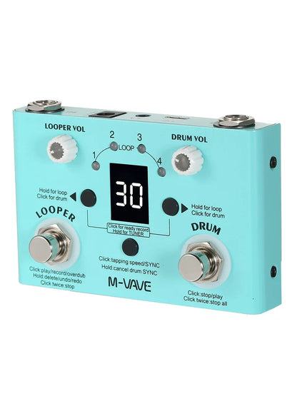 M-VAVE LOST TEMPO Effect Pedal – 2 in 1 Drum & Looper Mini Pedal with Double Footswitch, Drum Machine Pedal