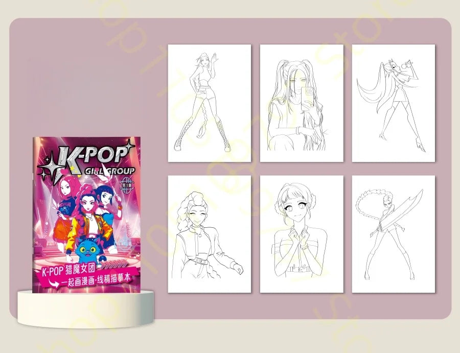 2025 KPop Demon Hunter Coloring Book – Line Drawing Picture Book, Painting Activity for Kids, Birthday Gift