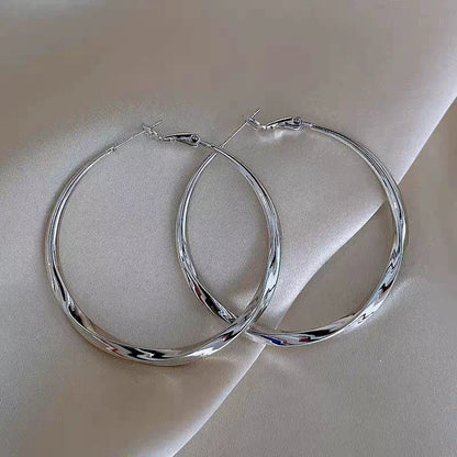 5cm Twist Metal Hoop Earrings for Women – Geometric Round Circle Dangle Drop Party Jewelry Gift