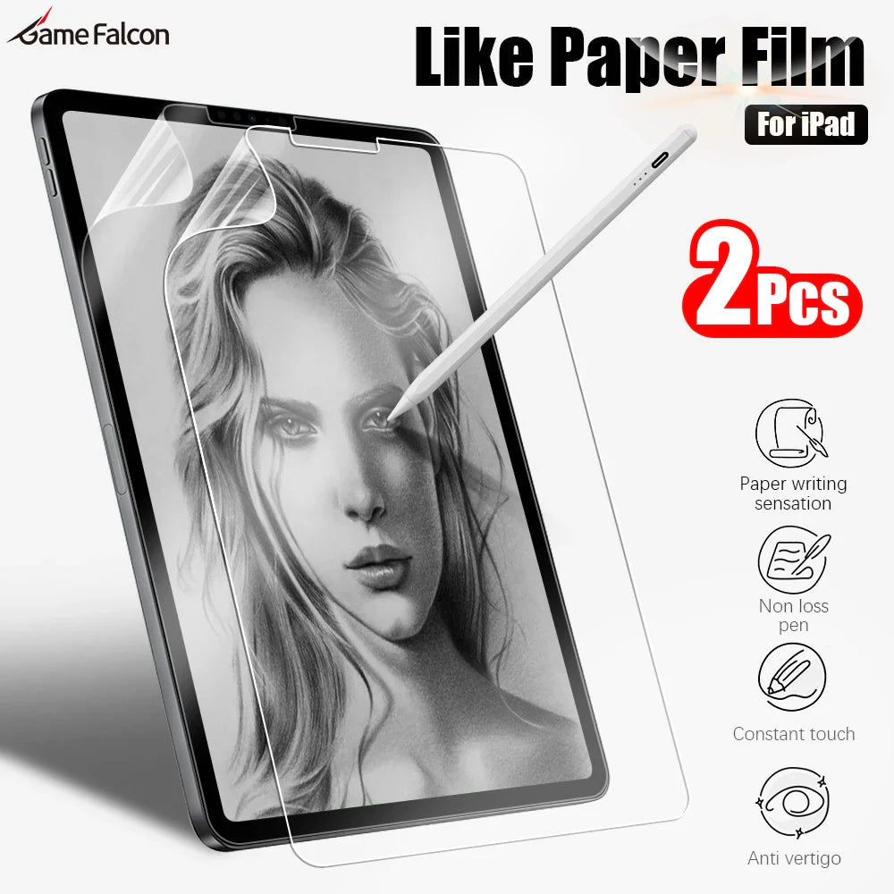2PCS Paper-Like Screen Protector for iPad (10th Gen, Pro 11/12.9, Air 5/4, Mini 6, 7-9th Gen)