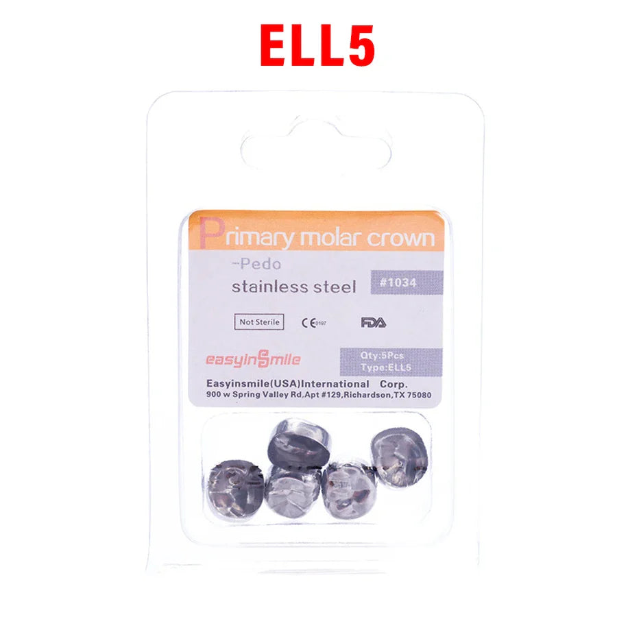 5PCS EASYINSMILE Kids Stainless Steel Dental Crowns – Primary Molar Teeth Refill D2-D7