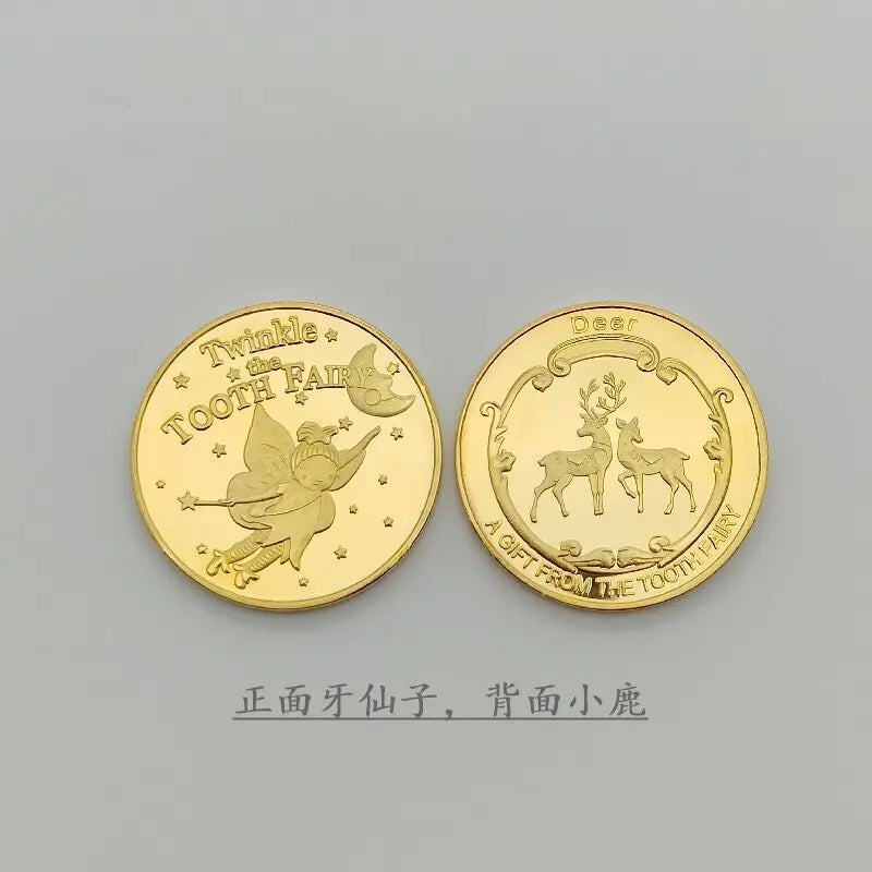 Tooth Fairy Gold Plated Commemorative Coin – Metal Keepsake Gift for Kids Tooth Collection