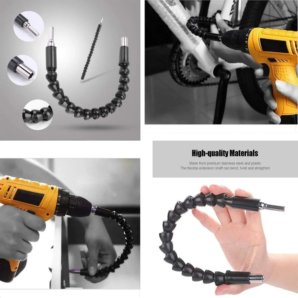 Flexible Drill Bit Extension & Right Angle Adapter Set – 105° Rotatable Hex Shank Screwdriver Bit Kit