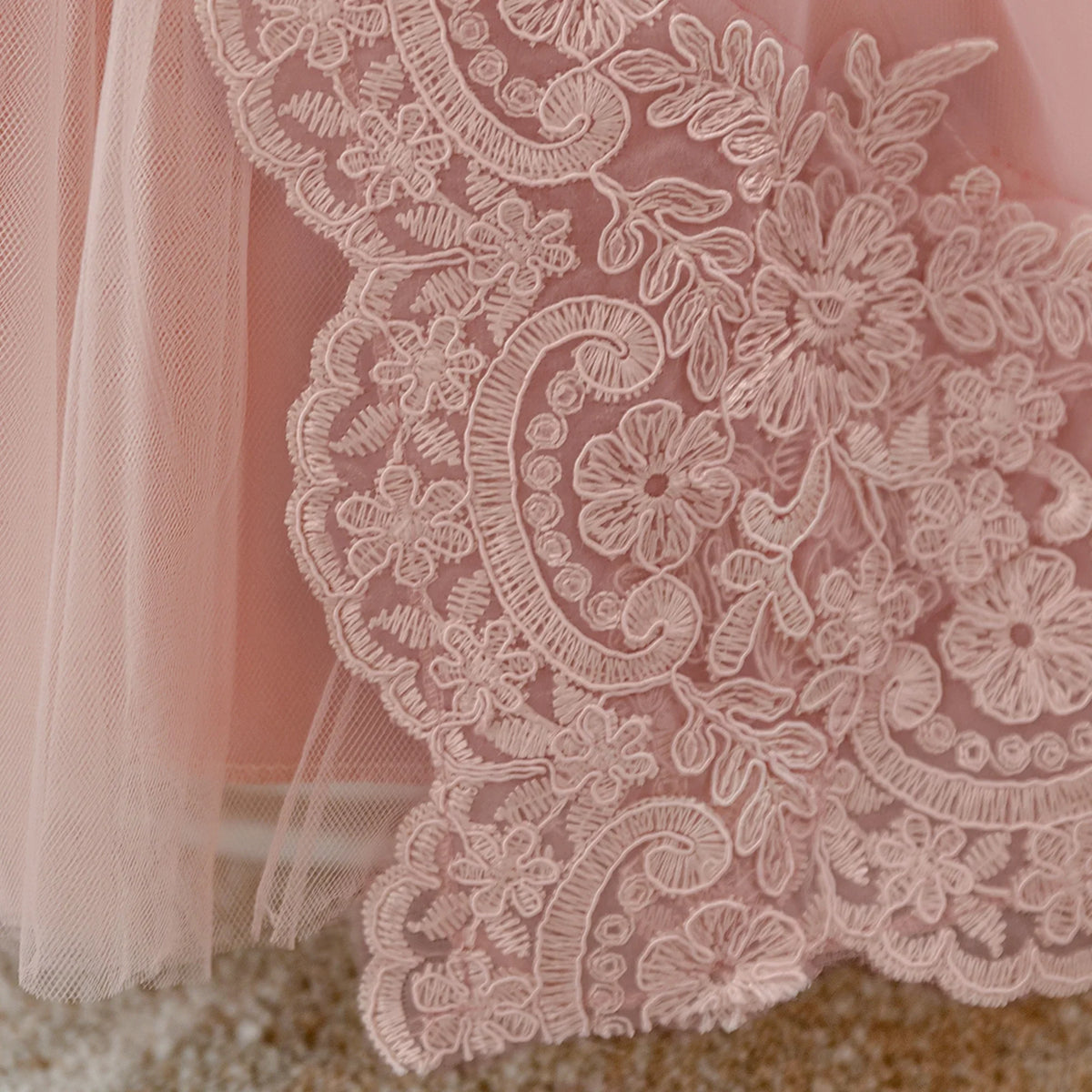 Infant Baby Girl Flower Embroidery Dress - Elegant Bow Princess Gown for Weddings, Baptism & Special Occasions