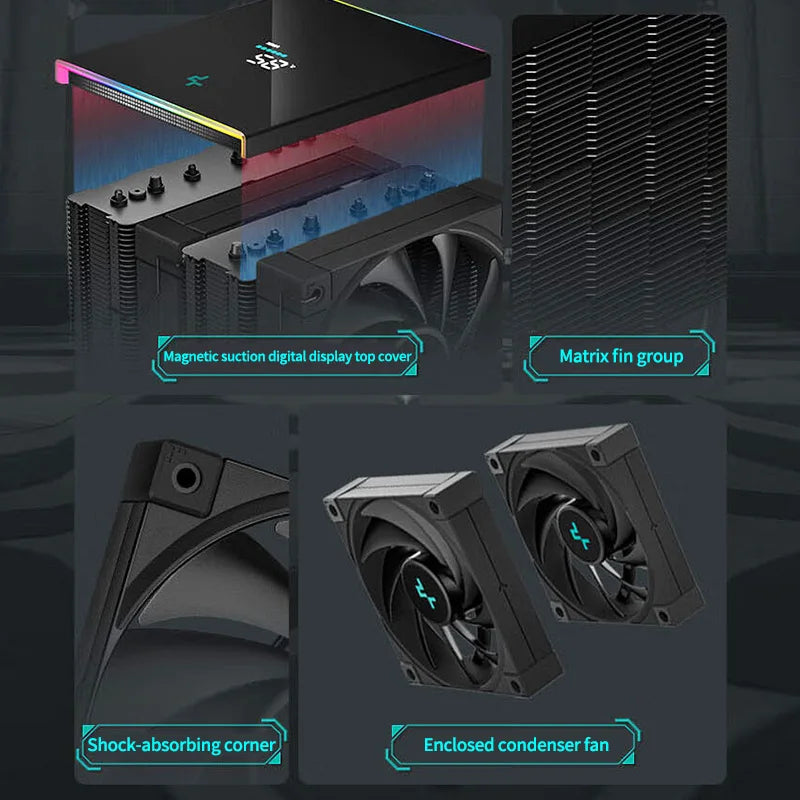 DeepCool AK620 CPU Cooler - Digital Display, 6 Heat Pipes, Twin Towers Radiator for LGA 2066, 2011, 1700, 1200, 115X, AM5 & AM4