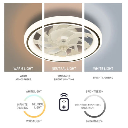 Smart Ceiling Fan with Lights Remote Control - Bedroom Decor Ventilator Lamp, 48cm Air Invisible Blades, Retractable & Silent