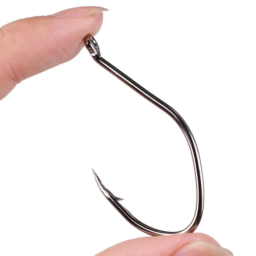 10pcs Catfish Fishing Hooks – High Carbon Steel Barbed Circle Hooks 6/0–10 V-Sharp Tackle