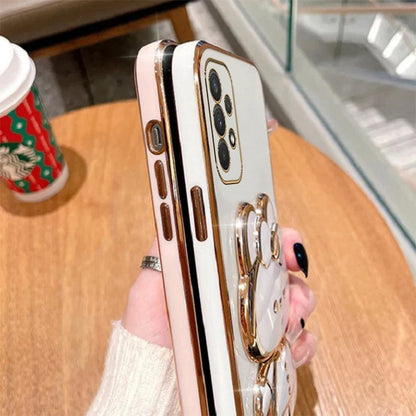 Cute Rabbit Phone Holder Case with Makeup Mirror – Compatible with Samsung Galaxy A13/A23/A32/A33/A52/A52S/A53/A72/A73 4G & 5G for Women