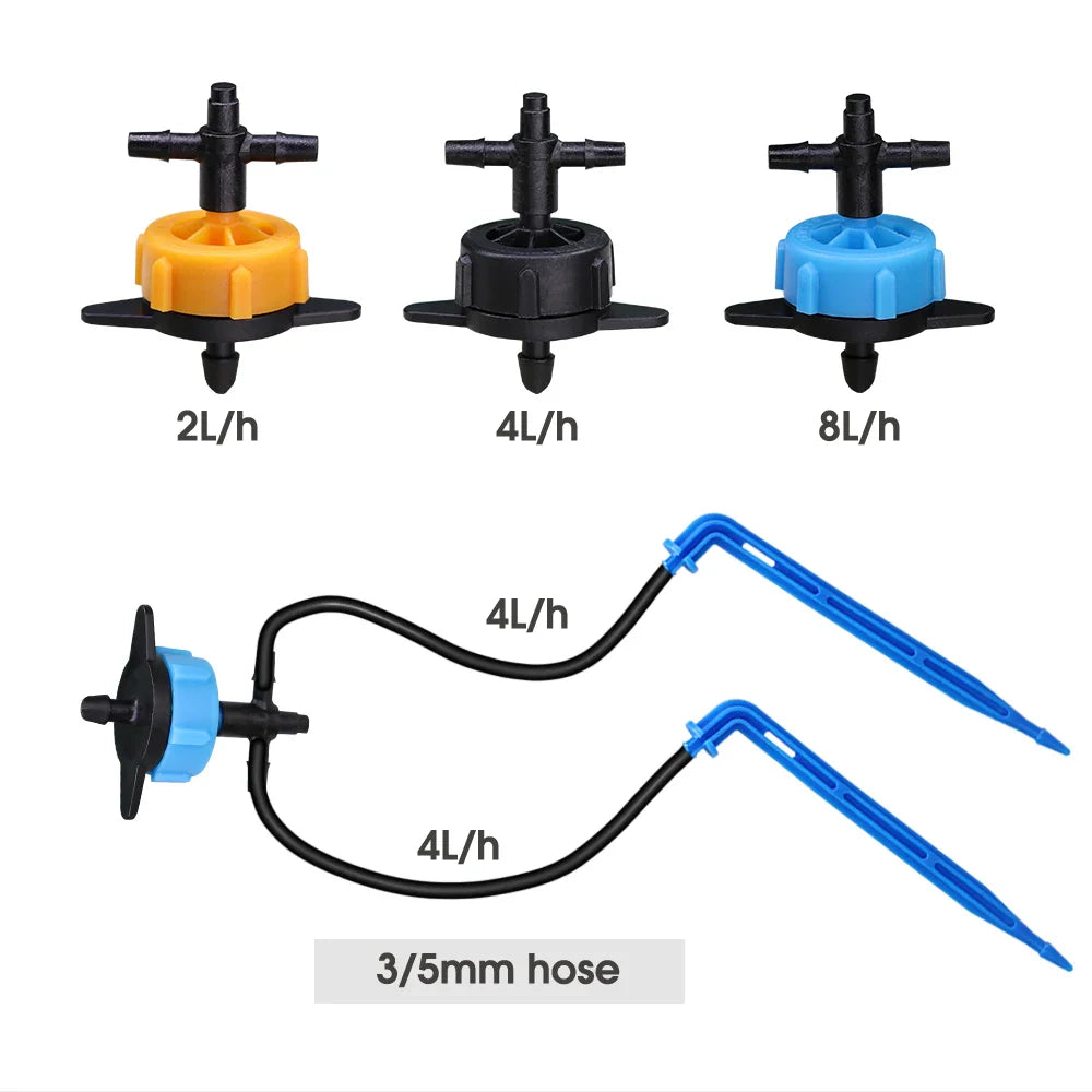 MUCIAKIE 4/2-Way Drip Irrigation System Kit – 100–10M 8L Watering Dripper Sprinkler for Potted Plants & Garden Use