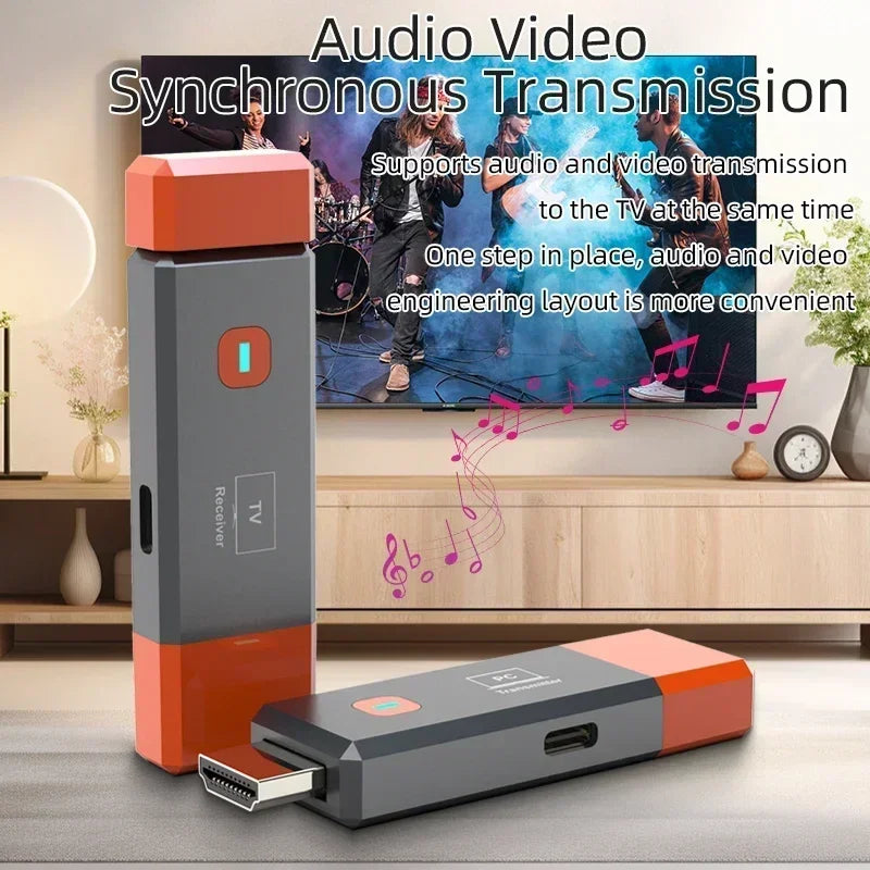 Wireless HDMI Video Transmitter & Receiver Kit – TV Stick Dongle Adapter for PC, Camera, Laptop to Projector, Monitor, TV