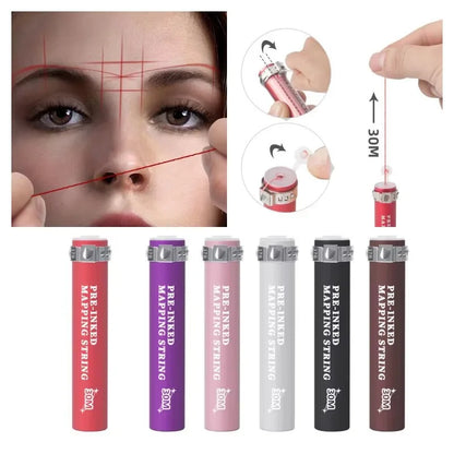 30m Pre-Inked Microblading Mapping String – White Eyebrow Marker Thread for Permanent Makeup & Tattoo Dyeing