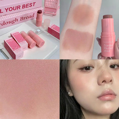 3-in-1 Monochrome Blusher Stick - Cheek & Lip Tinted, Durable Matte Rouge Powder for Natural Contour & Makeup Cosmetics
