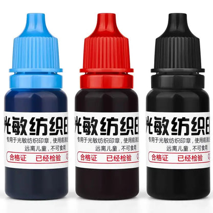 10ml Textile Ink for Clothes – Blue, Red & Black Waterproof Ink for Kids’ Name Stamps, Non-Fading