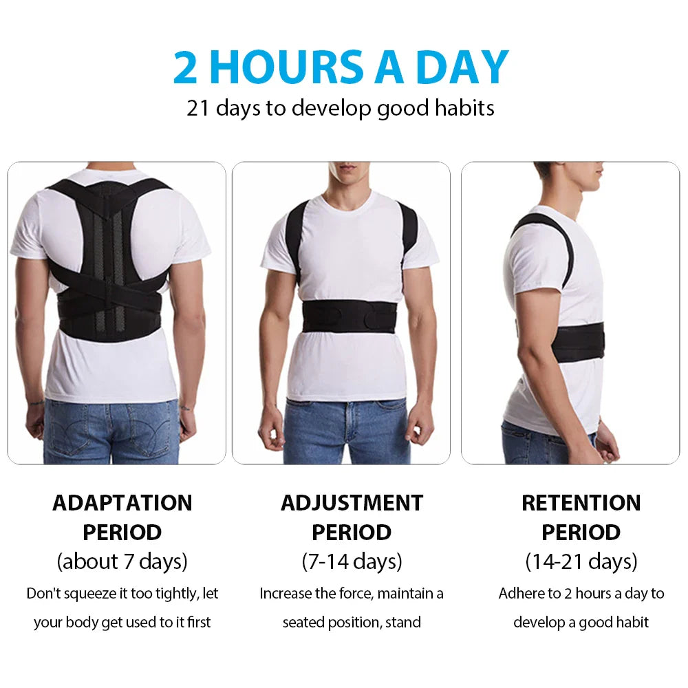 Adjustable Back Brace Posture Corrector – Lumbar & Shoulder Support Belt for Men & Women, Improve Scoliosis