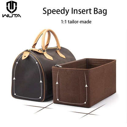 WUTA Felt Insert Bag Organizer — Inner Liner for LV Speedy 20/25/30/35 Handbags, Makeup & Travel Purse Storage