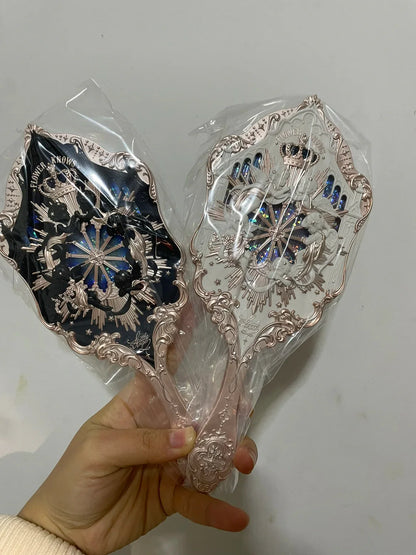 Flower Knows Angel Series Handheld Mirror – White, Black & Pink Compact Mirror