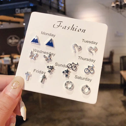 New S925 Silver Needle Stud Earrings Set – Simple & Cute Mini Earrings for Women & Girls, Exquisite Jewelry Gift