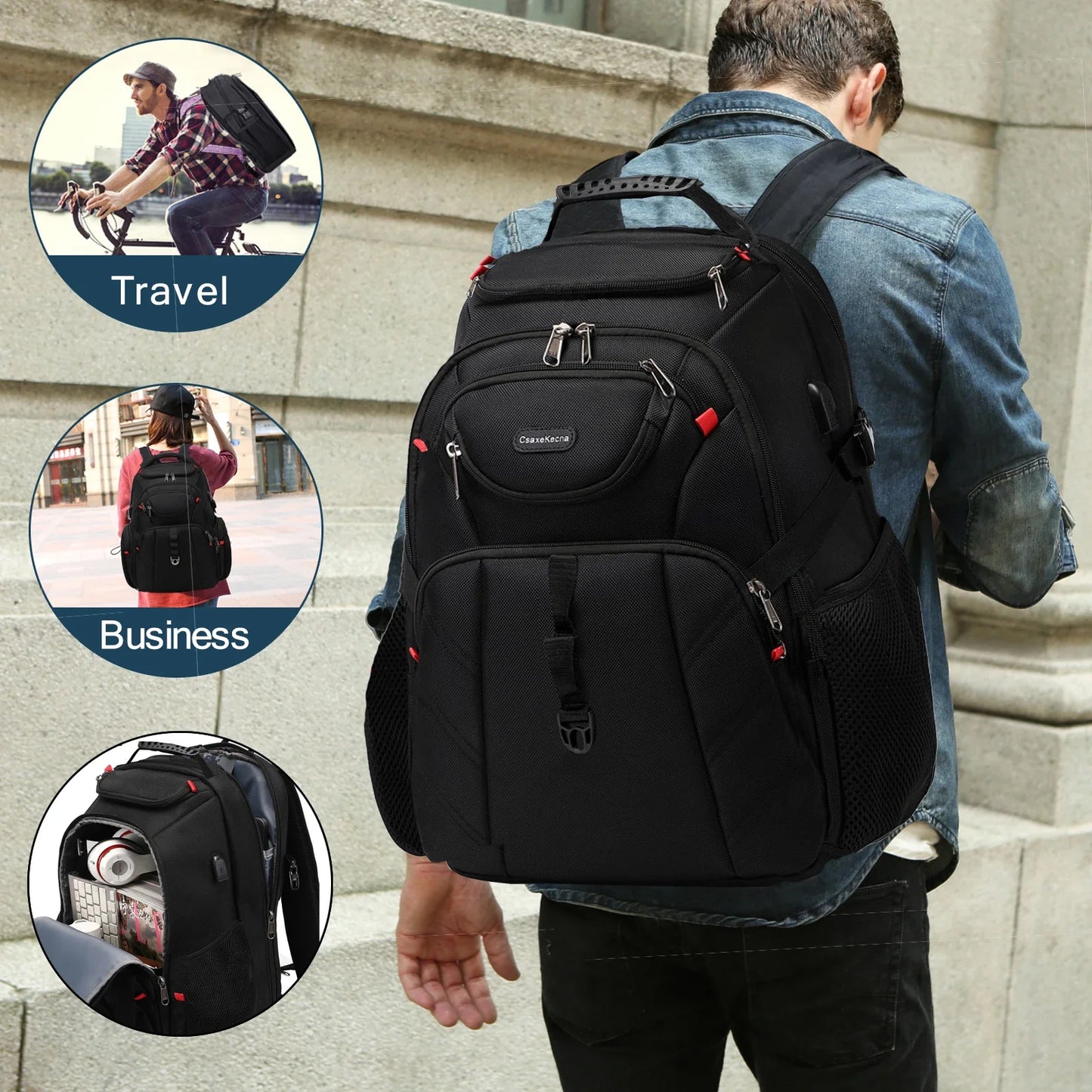 17-Inch Travel Laptop Backpack with USB - Waterproof Durable Business and University Backpack for Men and Women