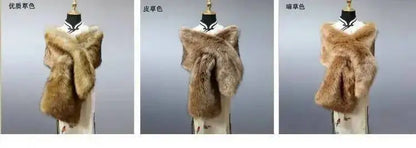 32-Color Luxury Faux Fox Fur Shawl – Women’s Plush Winter Scarf, Wrap & Cape for Wedding & Coat